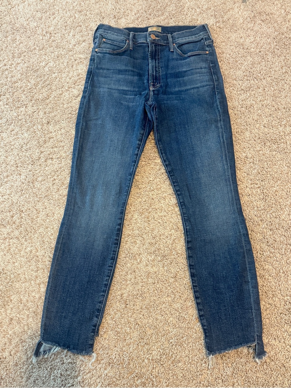 Mother Women's The Stunner Zip Two Step Fray Girl Crush Blue Jeans Size 28